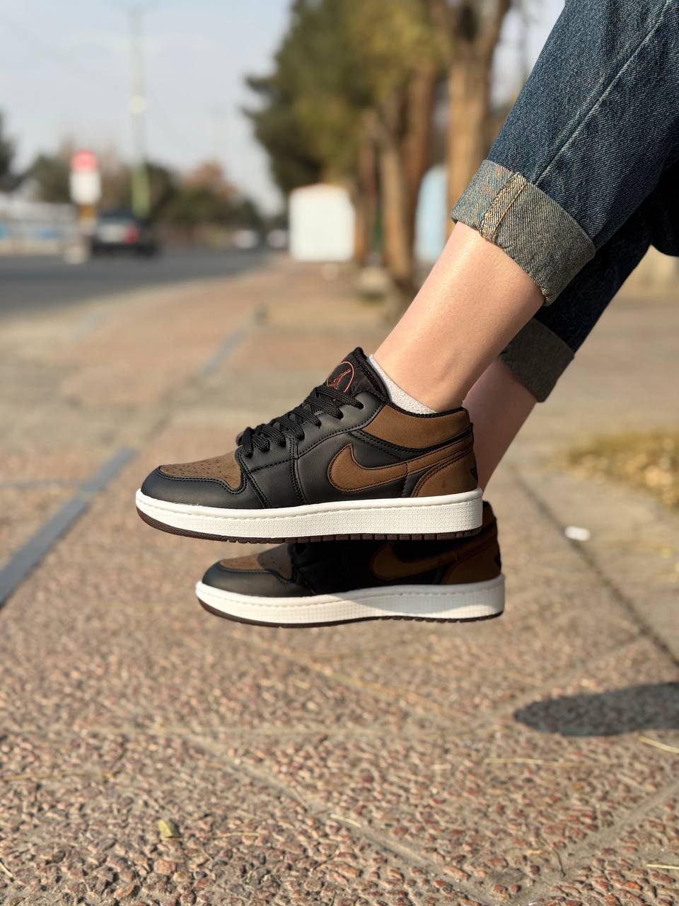 کتونی نایکی ایر جردن ۱ لو (Nike Air Jordan 1 Low) رنگ قهوهای مشکی کد18