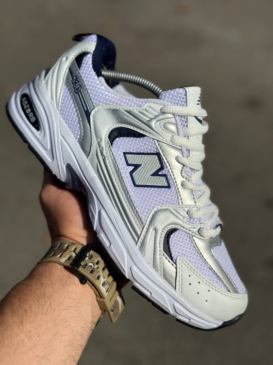کتونی نیوبالنس ۵۳۰ رنگ نقره‌ای یاسی (New Balance 530 Silver Lavender)کد21