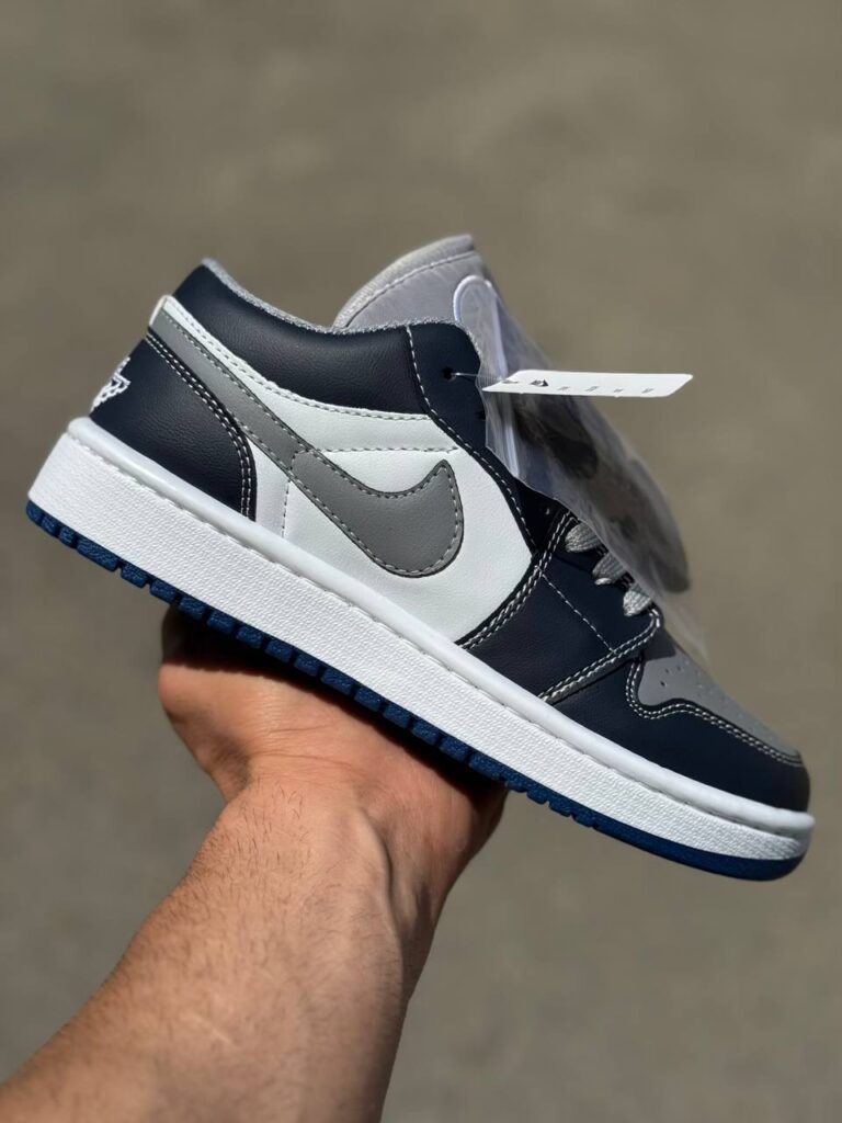 کتونی نایکی جردن ۱ لو خاکستری مشکی (Nike Jordan 1 Low Grey)کد1