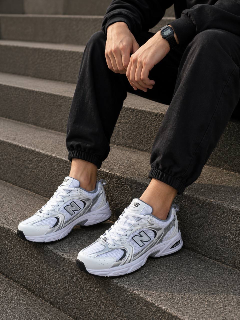 کتونی نیوبالانس ۵۳۰ سفید طوسی - New Balance 530 White Greyکد23