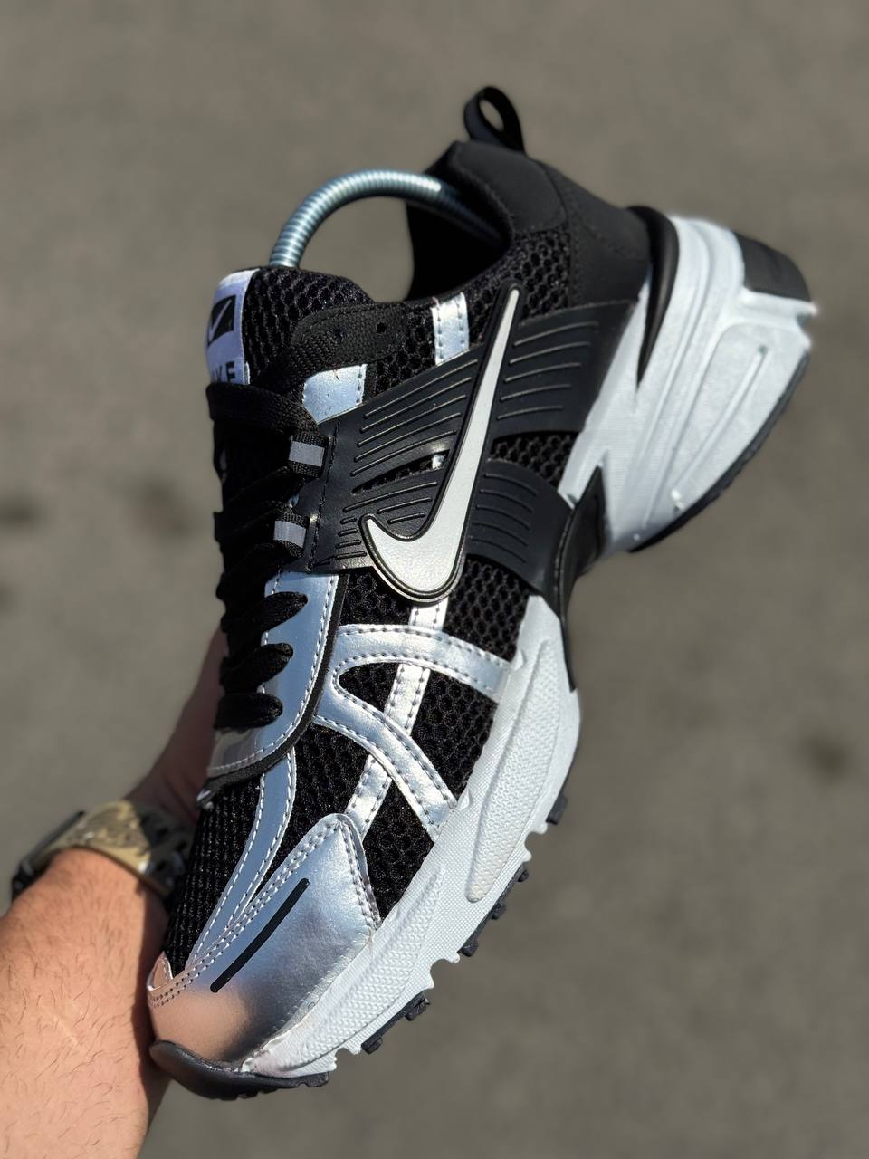 کتونی نایک مدل Nike V2K Run رنگ مشکی نقره ای کد25