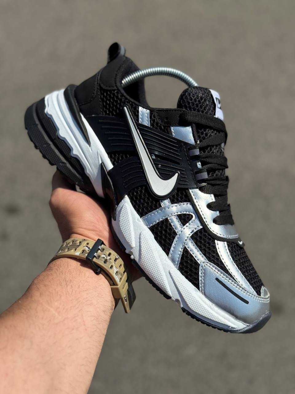 کتونی نایک مدل Nike V2K Run رنگ مشکی نقره ای کد25