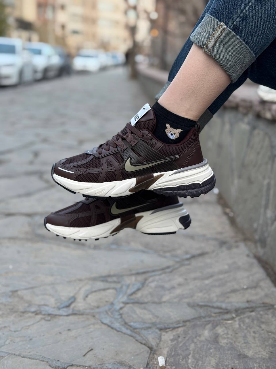کتونی نایکی مدل Nike V2K Run رنگ قهوهای شکلاتی کد13