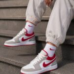 کتونی نایک ایر جردن ۱ لو خاکستری قرمز - Nike Air Jordan 1 Low Light Smoke Grey Redکد40