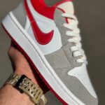 کتونی نایک ایر جردن ۱ لو خاکستری قرمز - Nike Air Jordan 1 Low Light Smoke Grey Redکد40