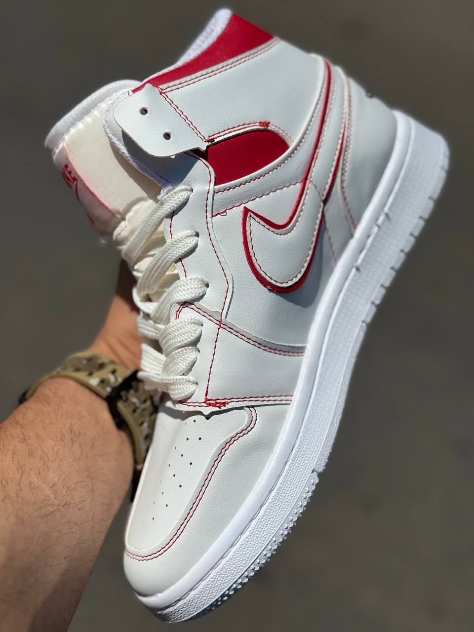 کتونی نایکی جردن ۱ ساقدار (Jordan 1 Mid) رنگ سفید قرمز کد29