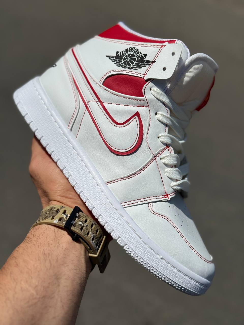 کتونی نایکی جردن ۱ ساقدار (Jordan 1 Mid) رنگ سفید قرمز کد29