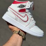کتونی نایکی جردن ۱ ساقدار (Jordan 1 Mid) رنگ سفید قرمز کد29
