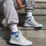 کتونی نایک جردن ۱ ساقدار سفید آبی (Air Jordan 1 High)کد39