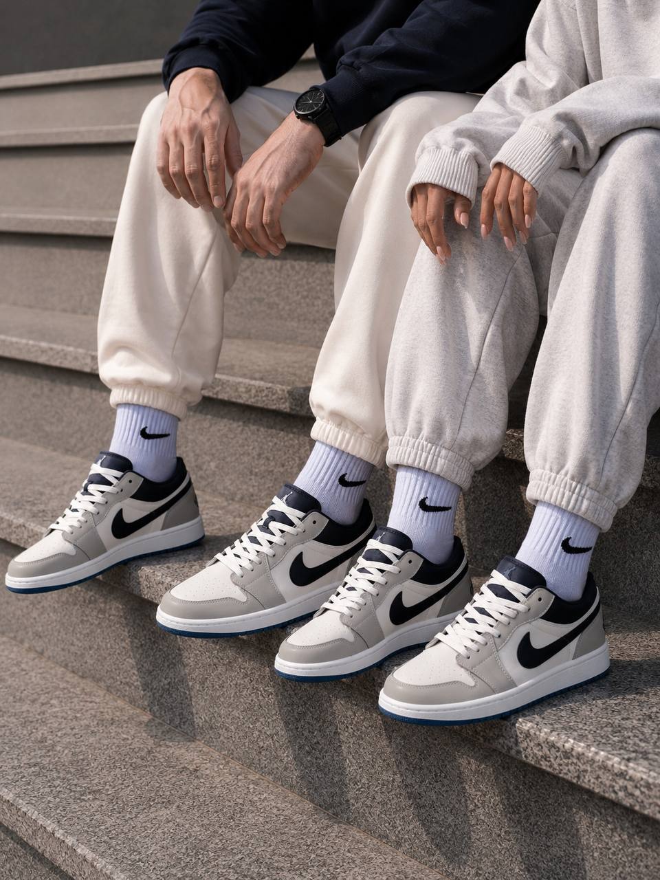 کتونی نایکی جردن 1 لو سرمه‌ای طوسی Nike Air Jordan 1 Low Navy Greyکد38