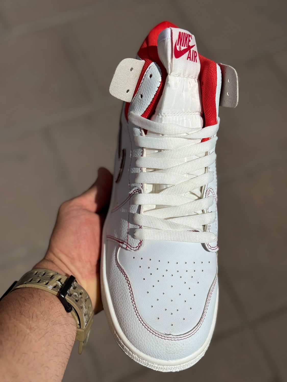 کتونی نایکی جردن ۱ ساقدار (Jordan 1 Mid) رنگ سفید قرمز کد29