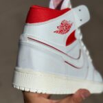 کتونی نایکی جردن ۱ ساقدار (Jordan 1 Mid) رنگ سفید قرمز کد29