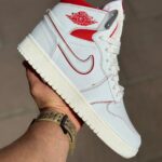 کتونی نایکی جردن ۱ ساقدار (Jordan 1 Mid) رنگ سفید قرمز کد29